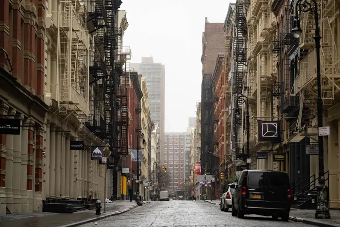 a deserted Soho street in late March 2020, when the COVID-19 pandemic broke out.